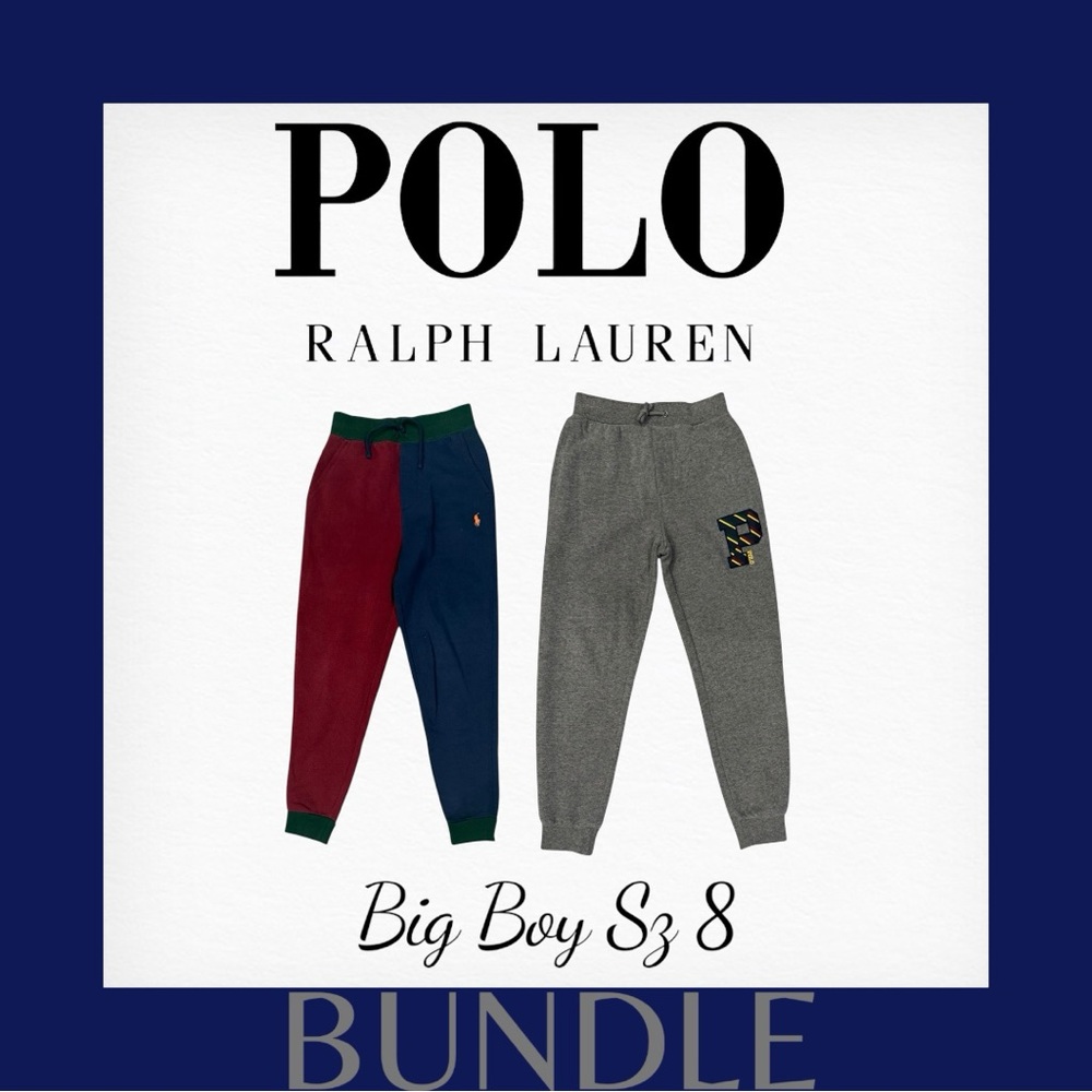 Ralph Lauren Fleece Letterman P-Patch/Color Blocked Jogger sweatpants Bundle Sz8